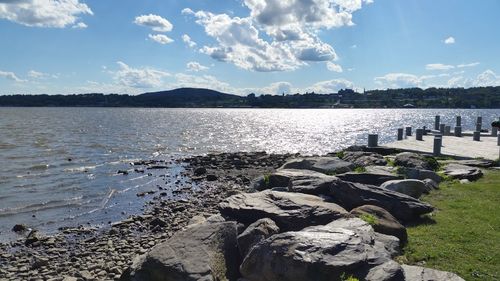 Scenic view of lake against sky