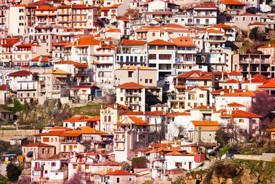 High angle view of buildings in city