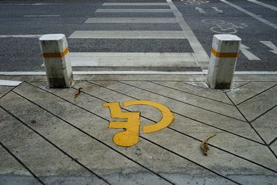 Wheelchair access sign on road