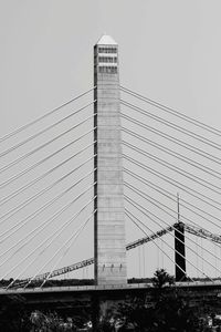 Low angle view of suspension bridge