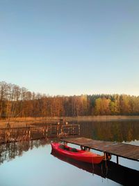 Scenic view of lake against clear sky