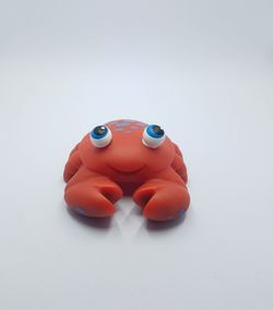 High angle view of toy on white background