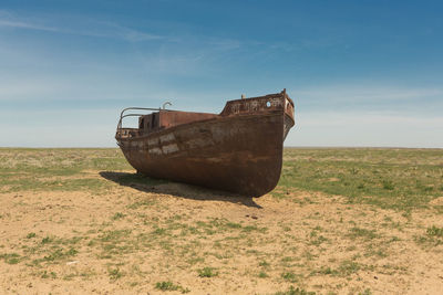 The road through the steppes to the aral sea.kazakhstan,2019