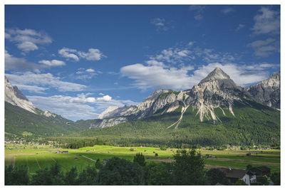 Scenic view of mountains against sky