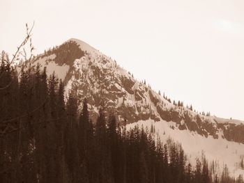 Scenic view of landscape against clear sky during winter