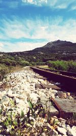 Scenic view of mountains against sky