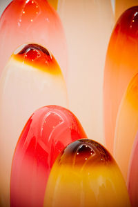 Extreme close up of water drops on glass