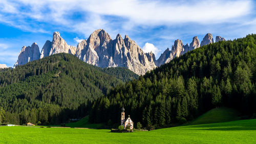 Panoramic view of landscape and mountains against sky