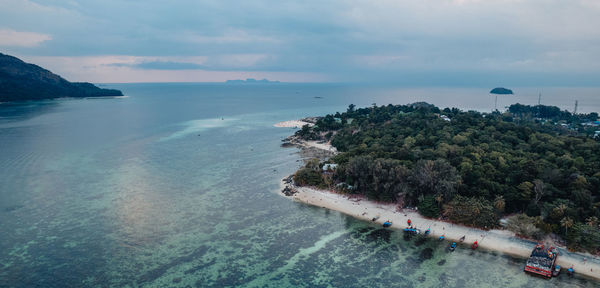 High angle view of sea against sky