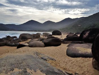 Scenic view of beach against sky