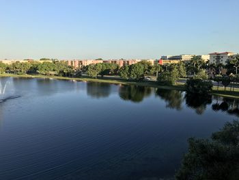 Reflection of buildings in water