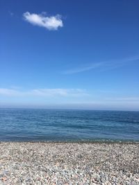 Scenic view of sea against blue sky