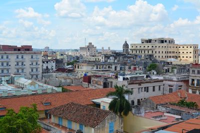 High angle view of townscape against sky