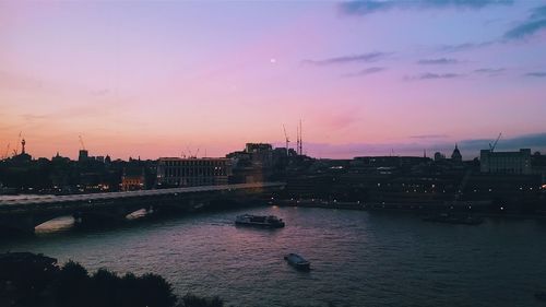 View of cityscape at sunset