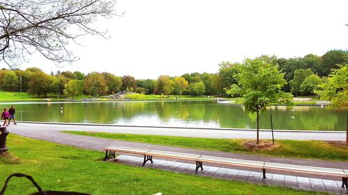 View of calm lake in park