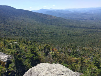 Scenic view from mountain of landscape against sky