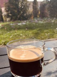 Close-up of coffee cup on table
