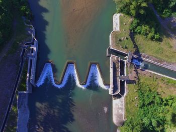 High angle view of bridge over river