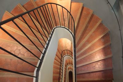 High angle view of spiral staircases