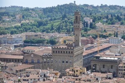 High angle view of townscape against sky