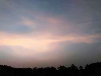 Low angle view of silhouette trees against sky during sunset