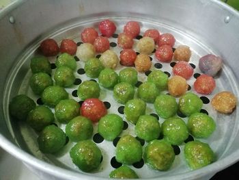 High angle view of fruits in bowl