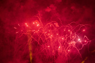 Close-up of firework display at night