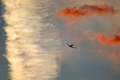 Low angle view of airplane flying in sky