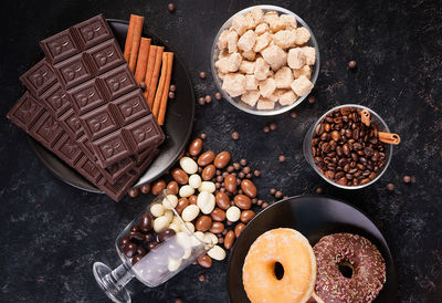 High angle view of food on table