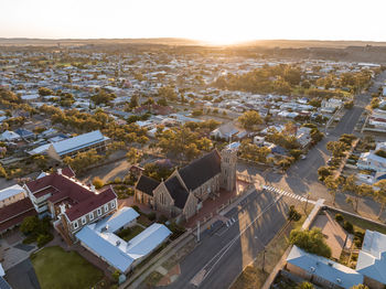 Drone view of the cathedral of the sacred heart of jesus in broken hill, new south wales, australia.