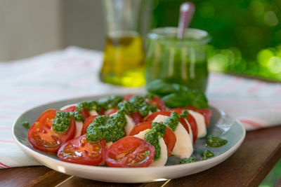 Close-up of salad in bowl on table