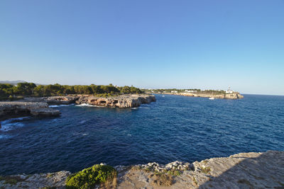 Scenic view of sea against clear sky