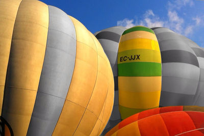 Low angle view of hot air balloon against clear sky