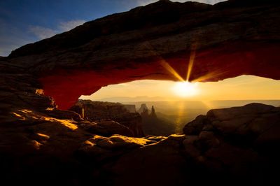 Scenic view of mountains at sunset