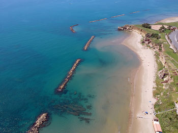 High angle view of people on beach