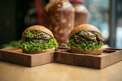 Close-up of food on table