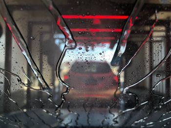 Water on glass window of car 