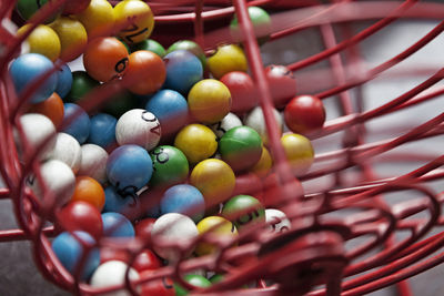 Raffle game with different colored balls for bingo and lottery