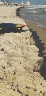 High angle view of sand on beach