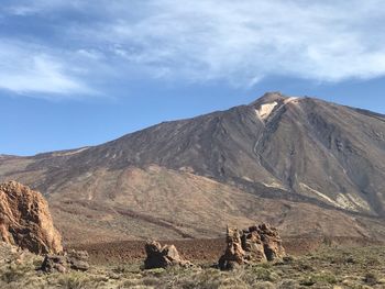 Scenic view of mountain range against sky