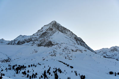 Mountain, clear sky, nature, outdoors, snow, winter.