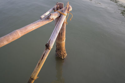 High angle view of boat in lake