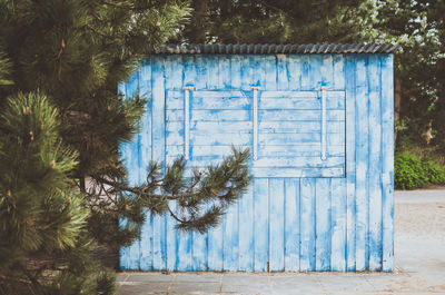 Closed door of building