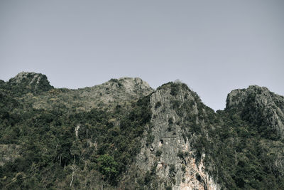 Low angle view of mountain against clear sky