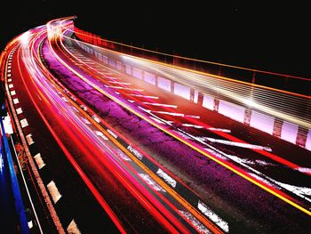 Light trails on road at night