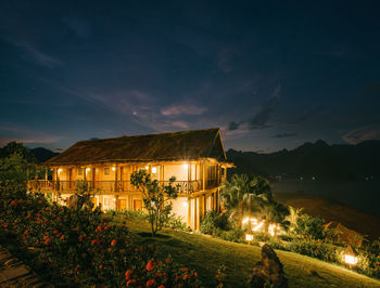 Scenic view of building against sky at night