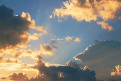 Low angle view of clouds in sky during sunset