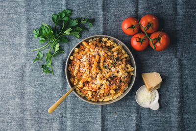 High angle view of vegetables in bowl