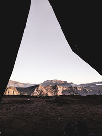 Scenic view of mountain against clear sky