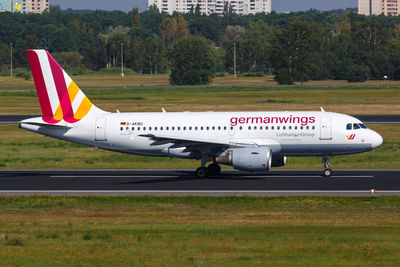 View of airplane on airport runway